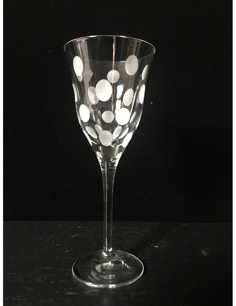 Clichy - Service de 6 verres en cristal gravé, service Mousseline. H. 10,5  cm